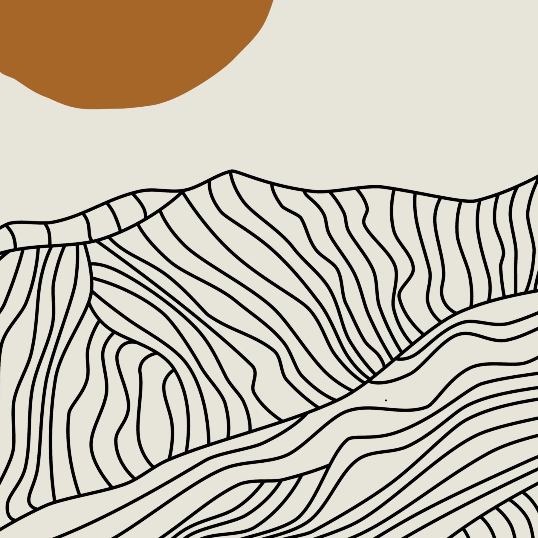 Lijntekening Poster Horizontaal: de Japanse Alpen bij Jouw Thuis