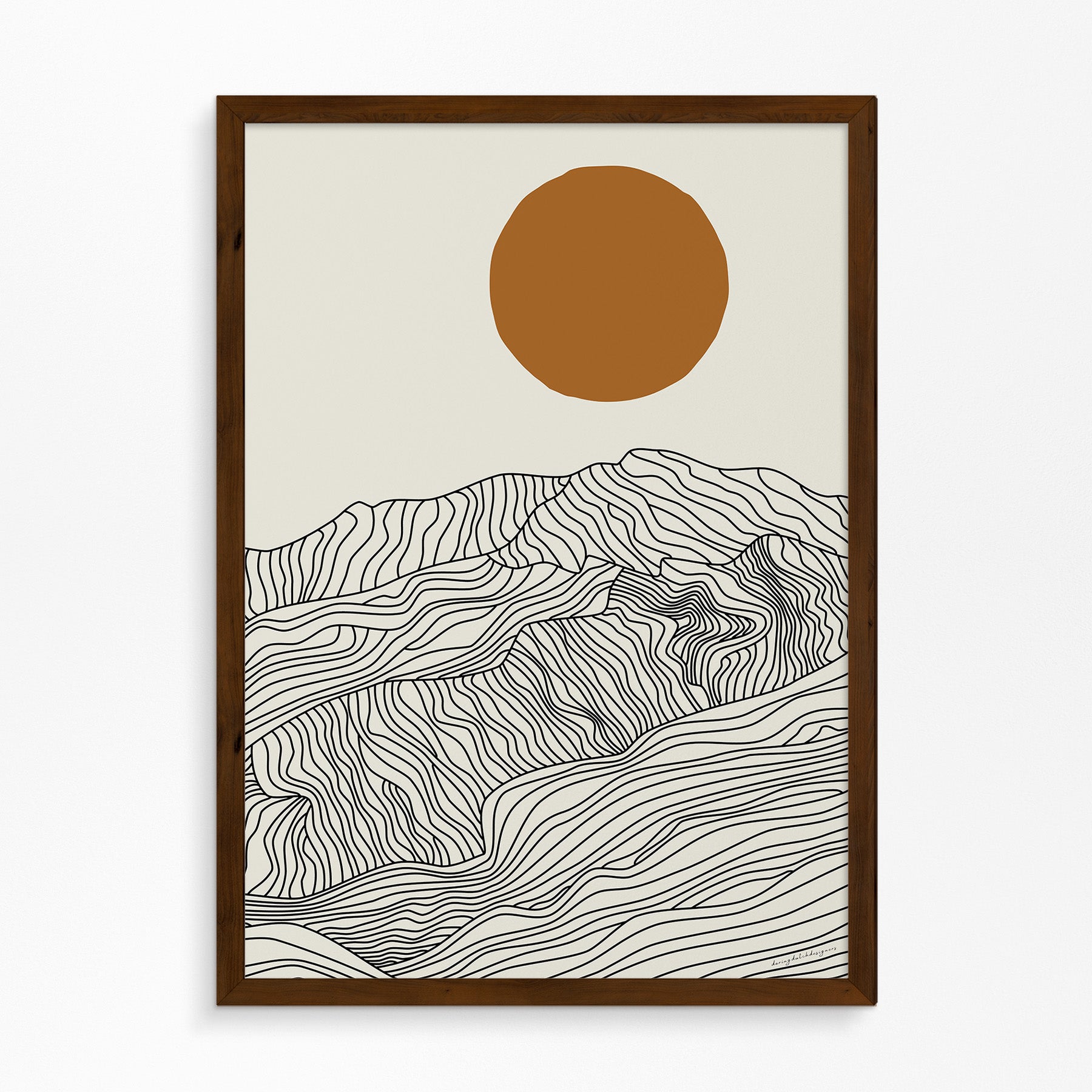 Droom Weg bij de Japanse Alpen: Lijntekening Poster