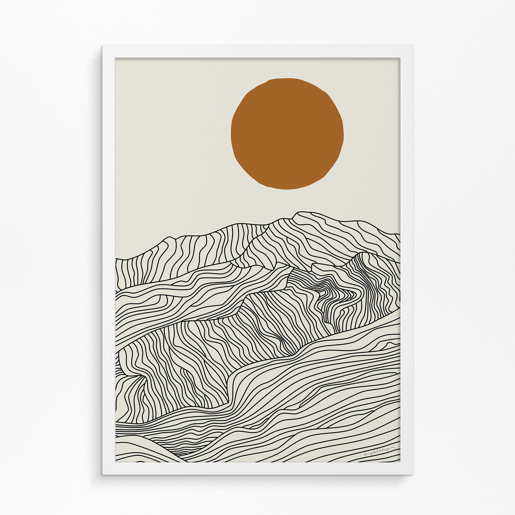 Droom Weg bij de Japanse Alpen: Lijntekening Poster