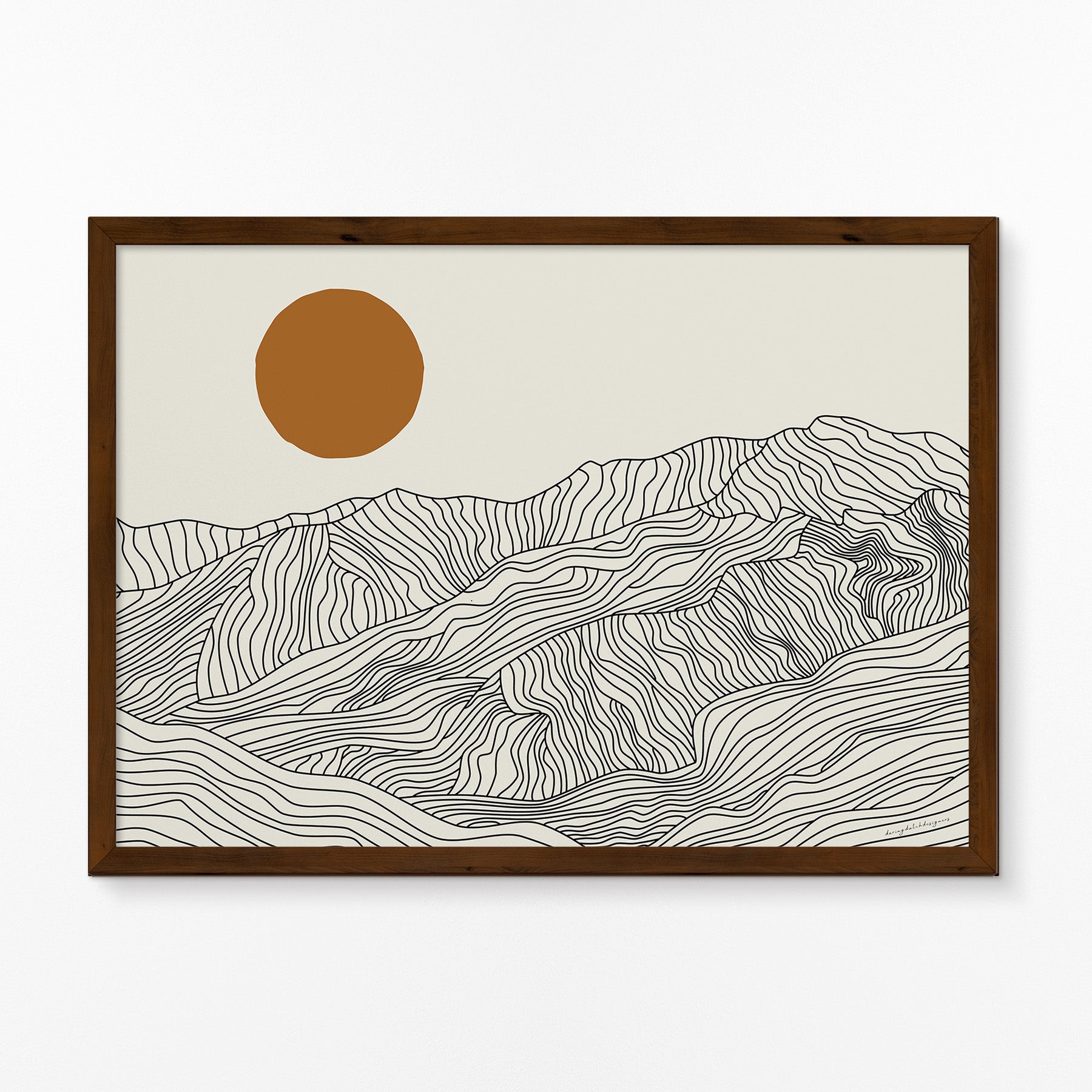 Lijntekening Poster Horizontaal: de Japanse Alpen bij Jouw Thuis