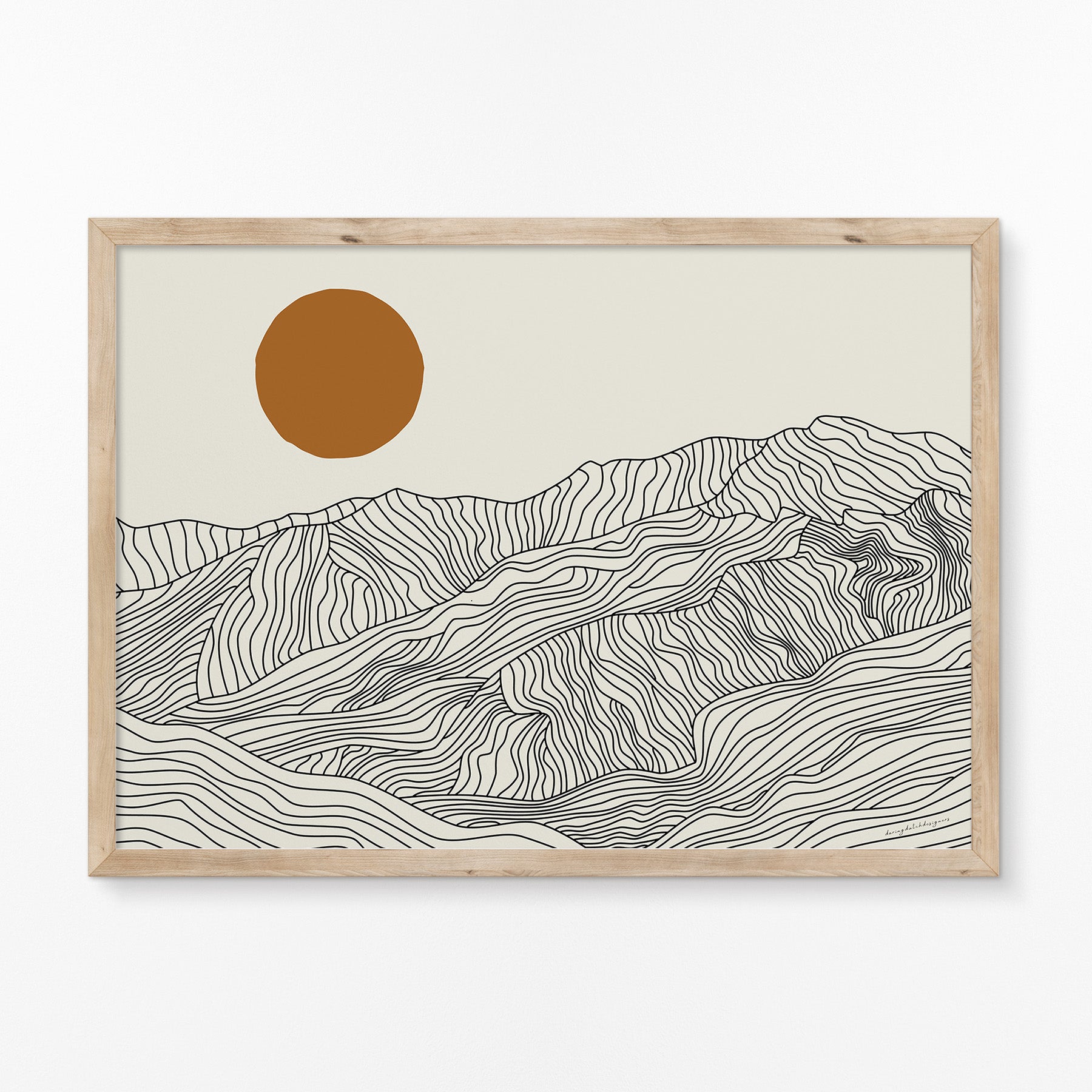 Lijntekening Poster Horizontaal: de Japanse Alpen bij Jouw Thuis