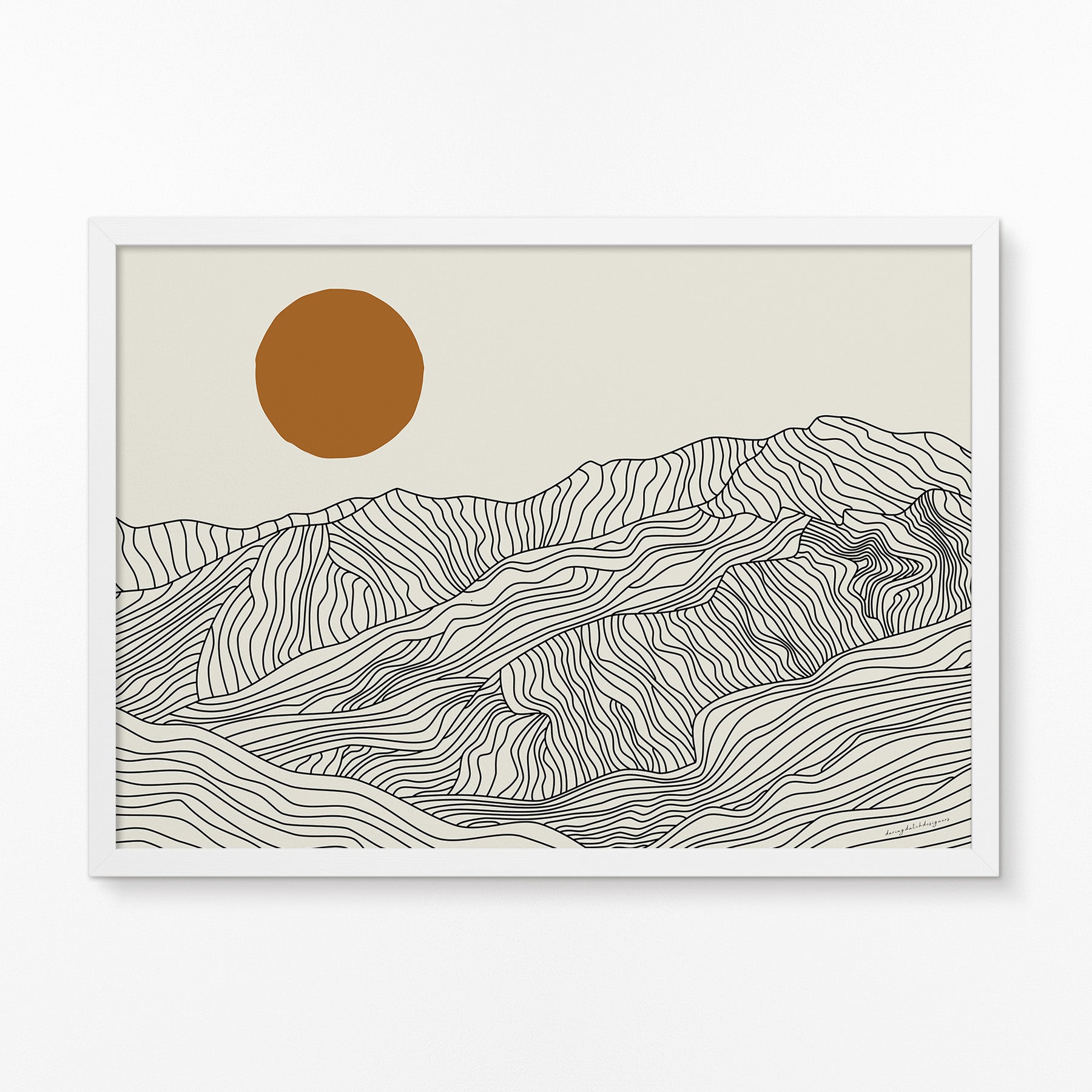 Lijntekening Poster Horizontaal: de Japanse Alpen bij Jouw Thuis