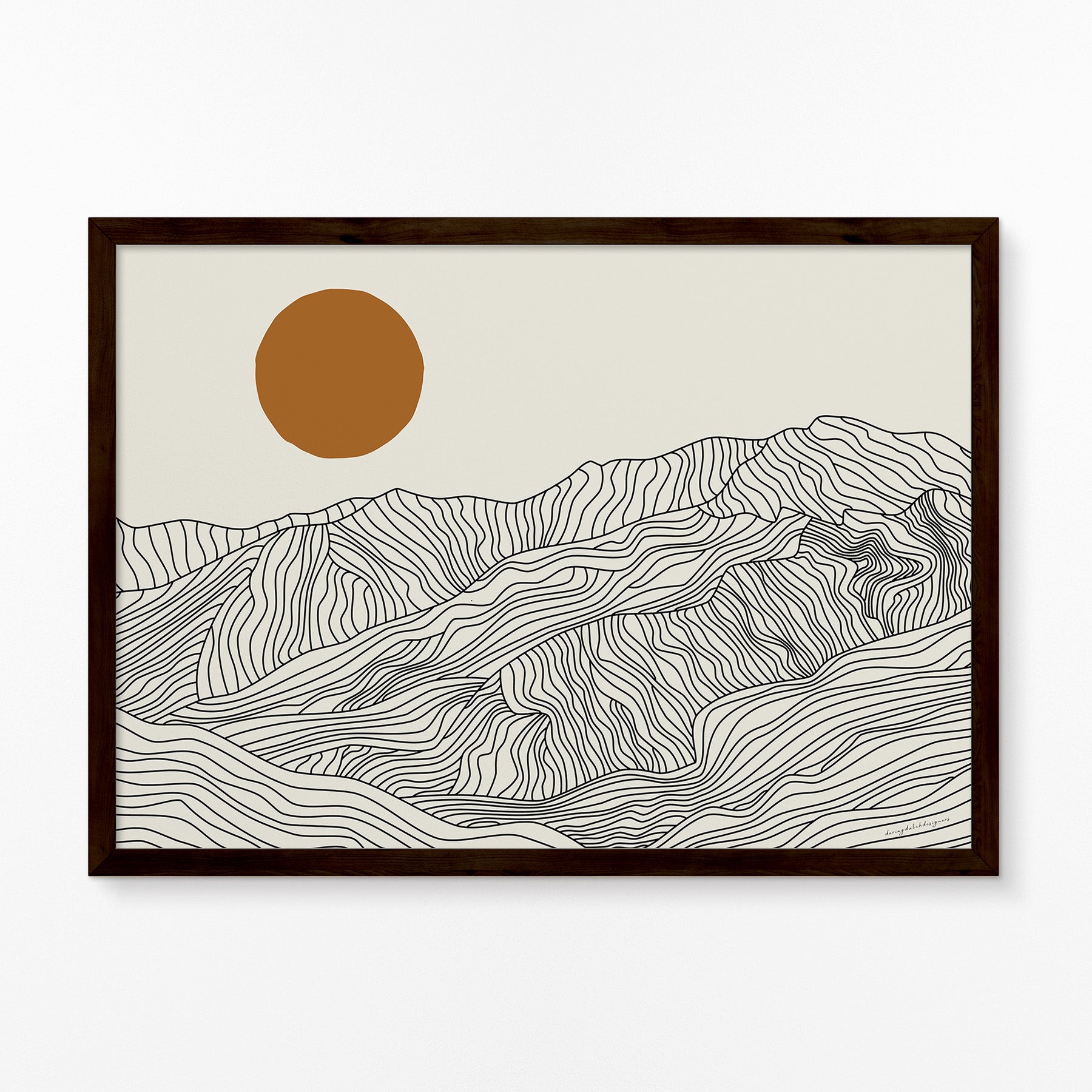 Lijntekening Poster Horizontaal: de Japanse Alpen bij Jouw Thuis