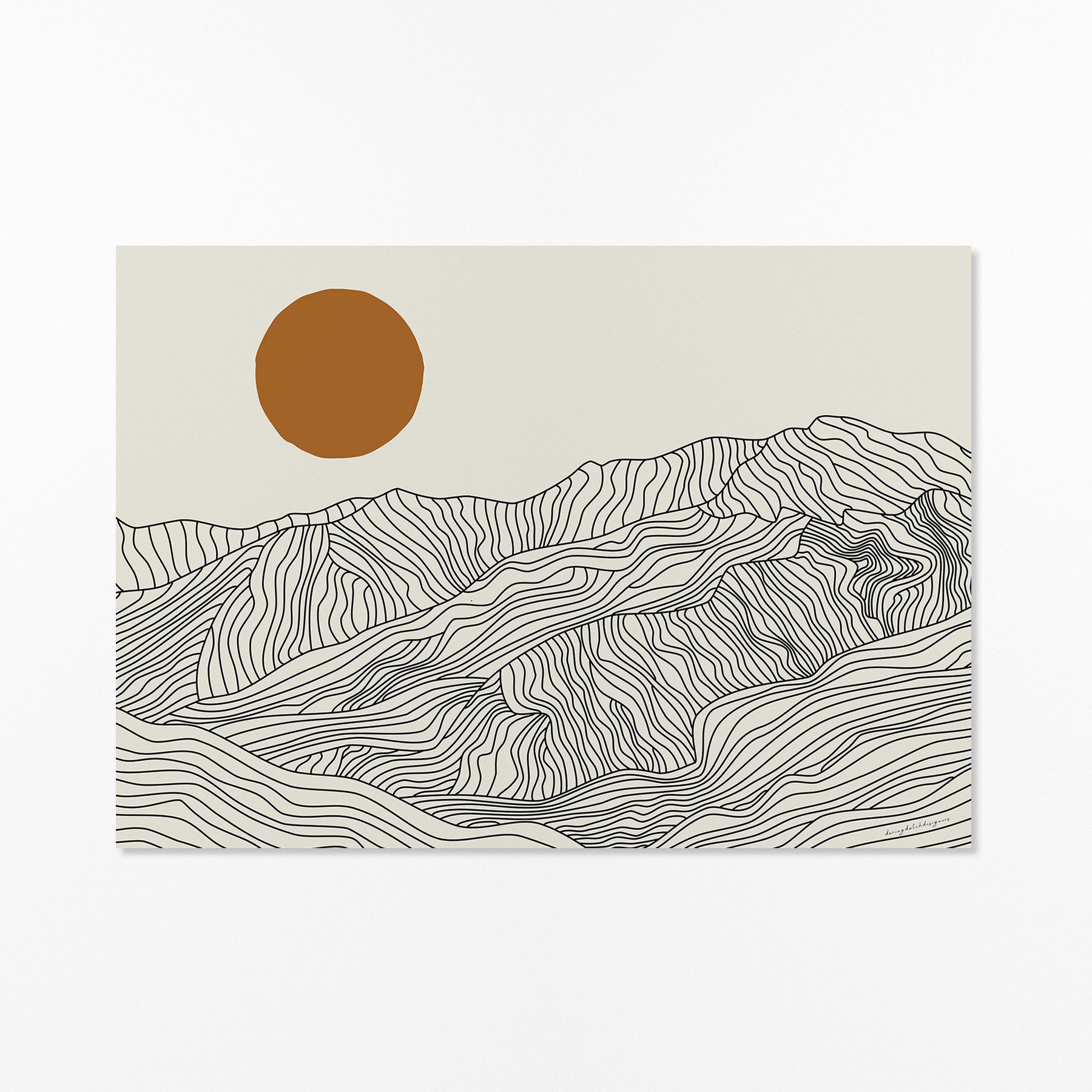 Lijntekening Poster Horizontaal: de Japanse Alpen bij Jouw Thuis