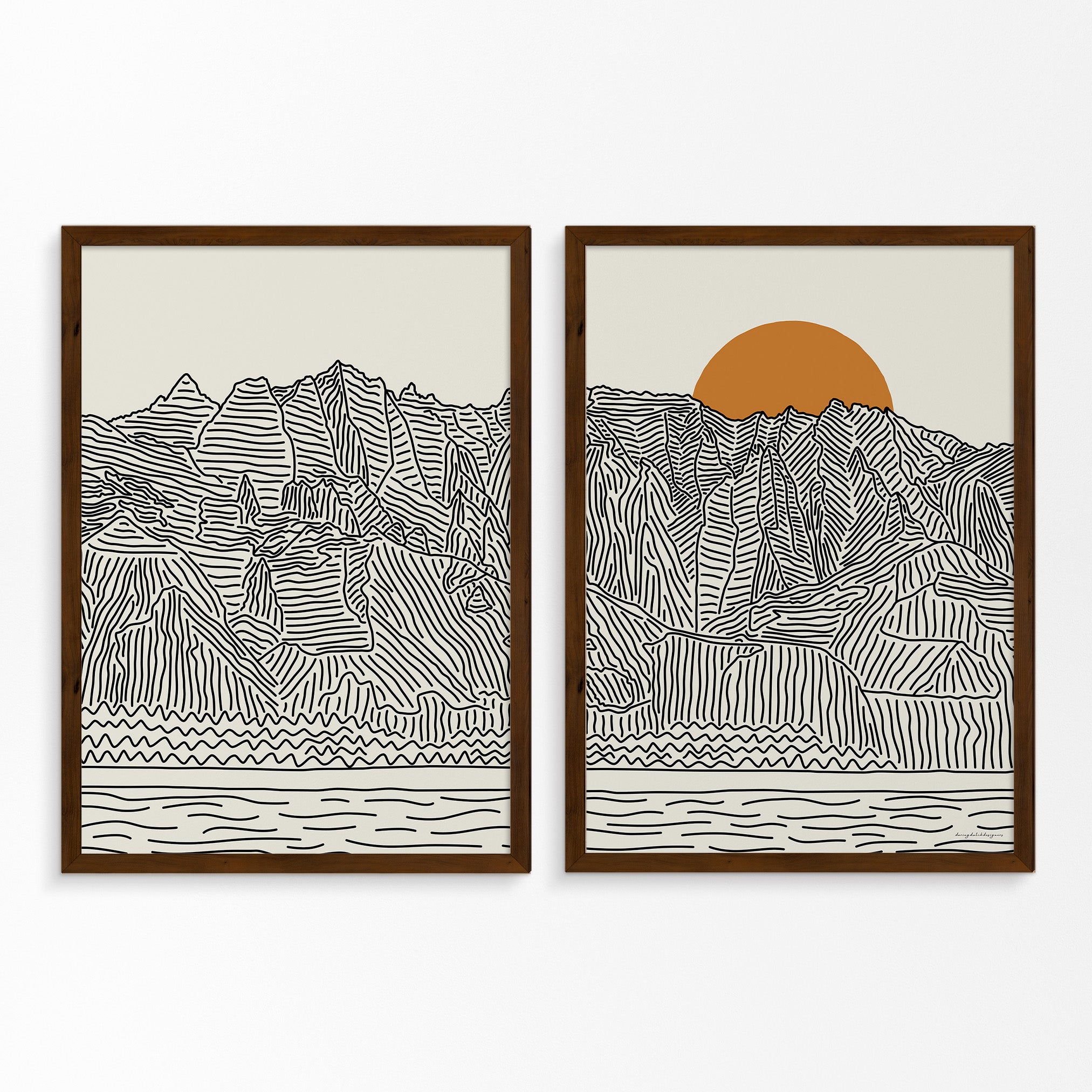 Kauai Hawaii Tweeluik Lijntekening Poster