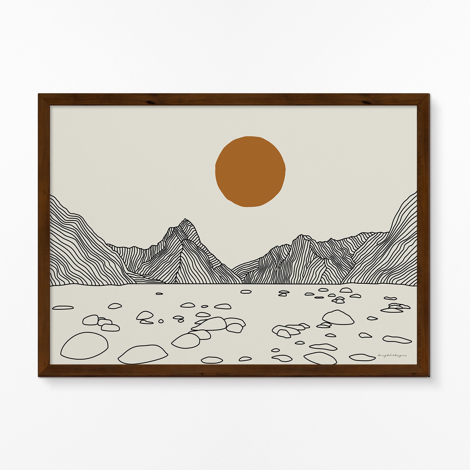 Poster Milford Sound Lijntekening Horizontaal: Magie in je Interieur