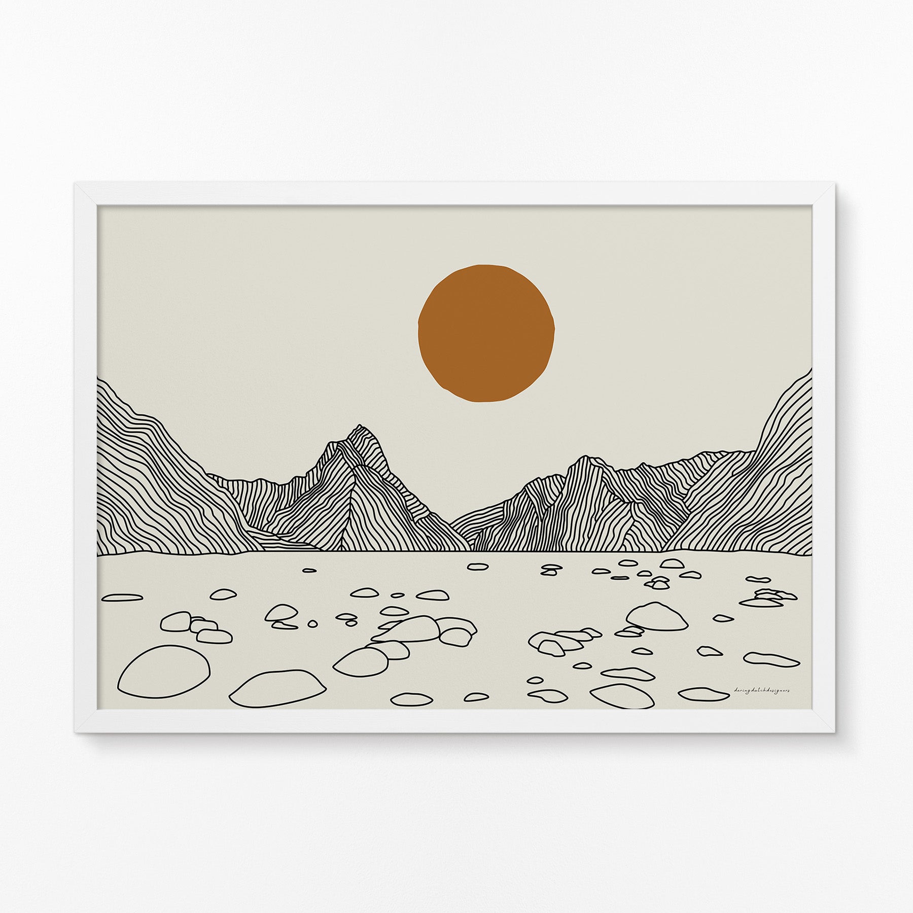 Poster Milford Sound Lijntekening Horizontaal: Magie in je Interieur