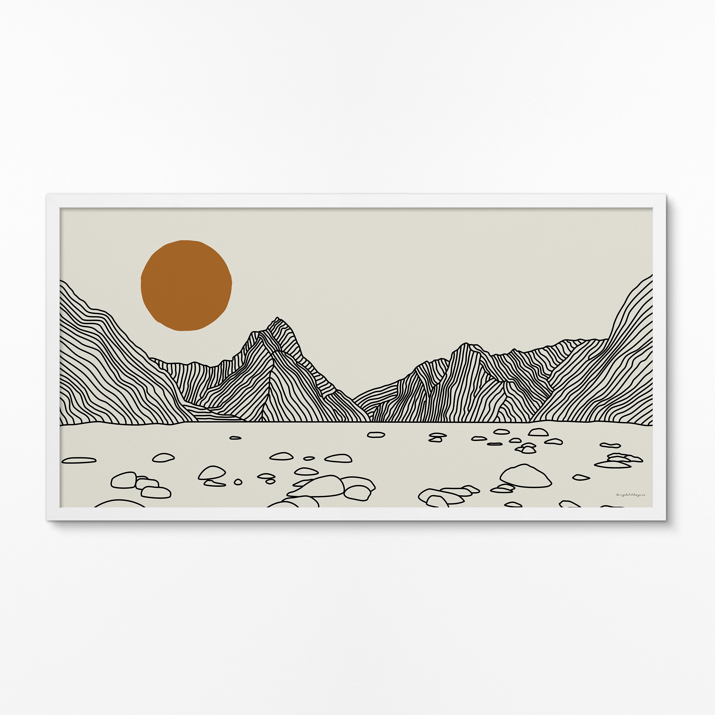 Escape to New Zealand: Milford Sound Panaroma Line Art Poster