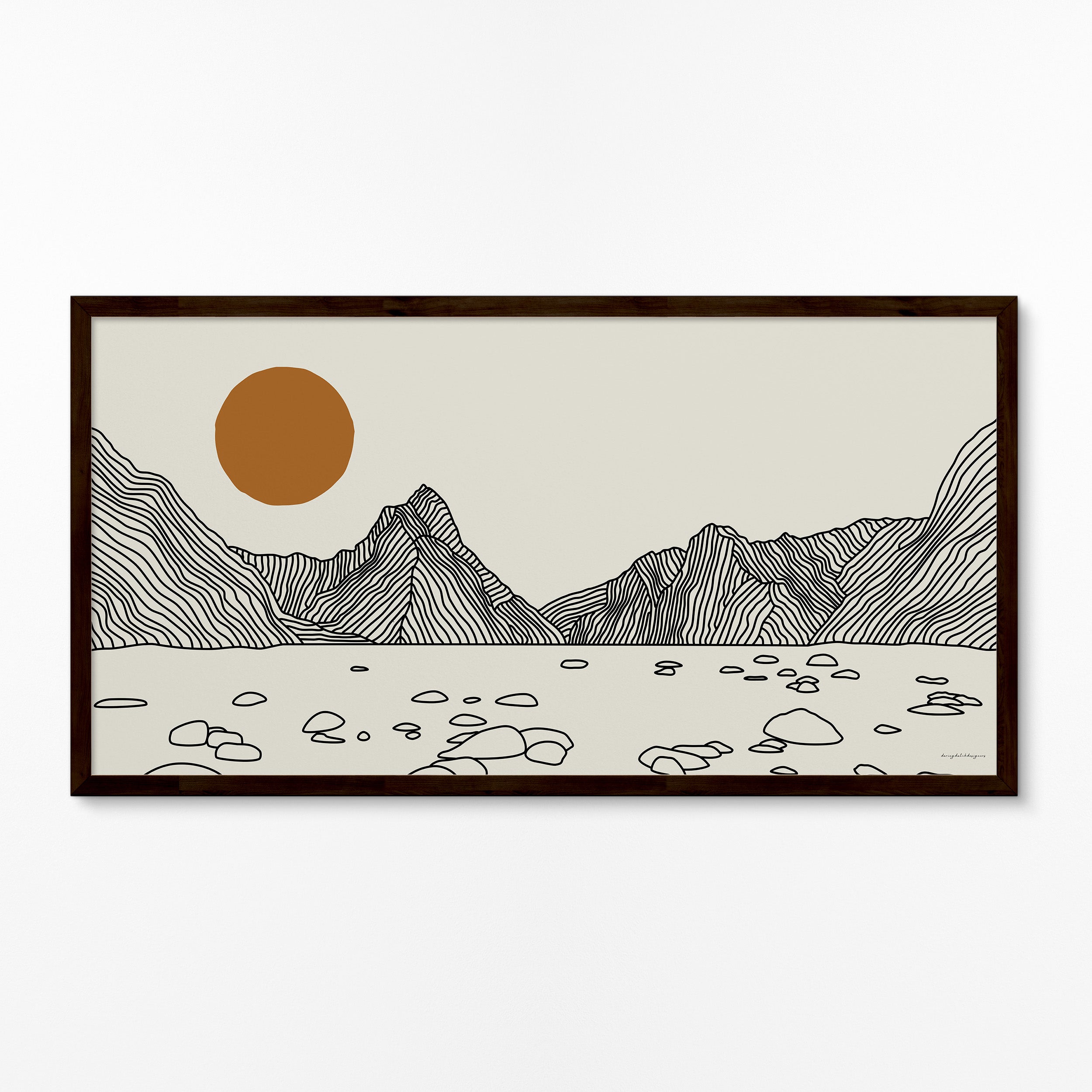 Escape to New Zealand: Milford Sound Panaroma Line Art Poster