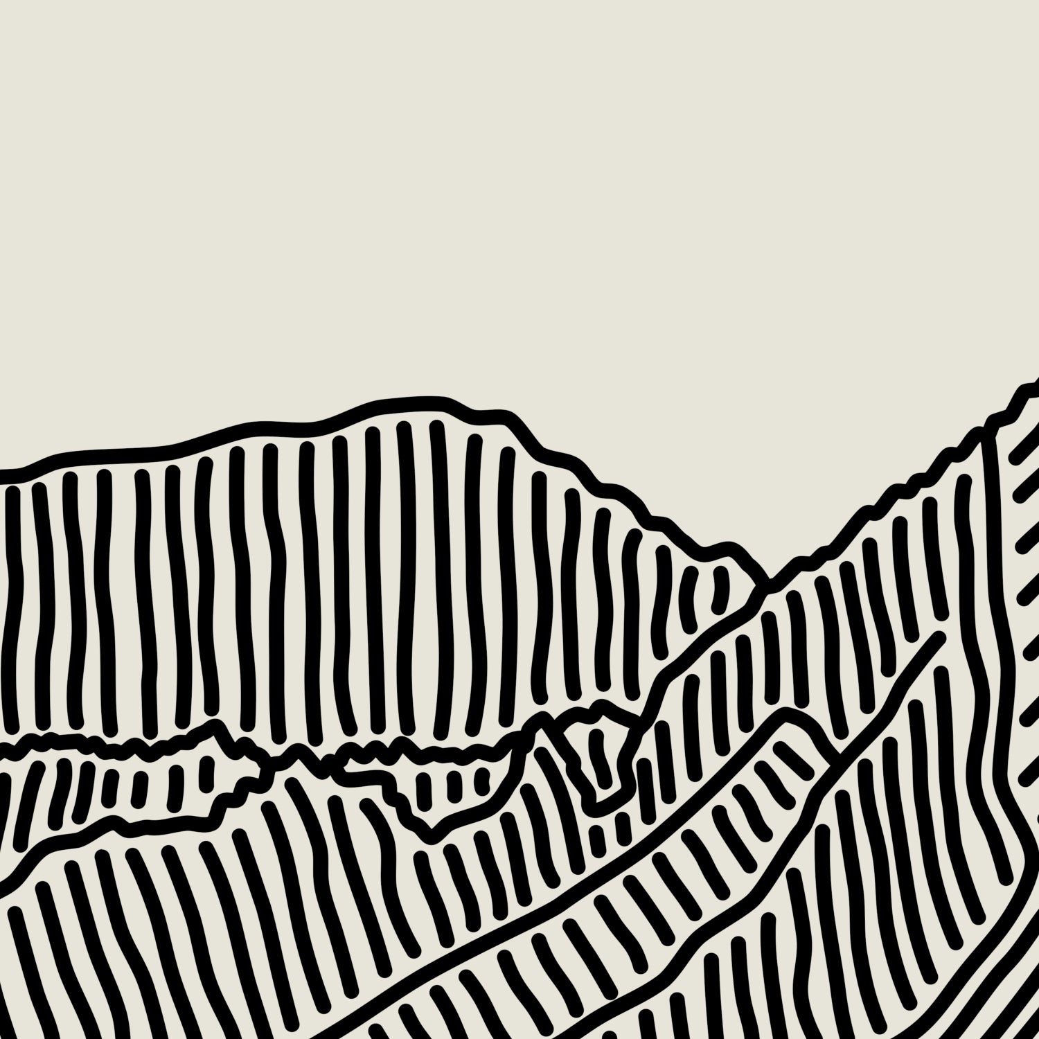 Poster Horizontaal - Lijntekening Oahu, Hawaii