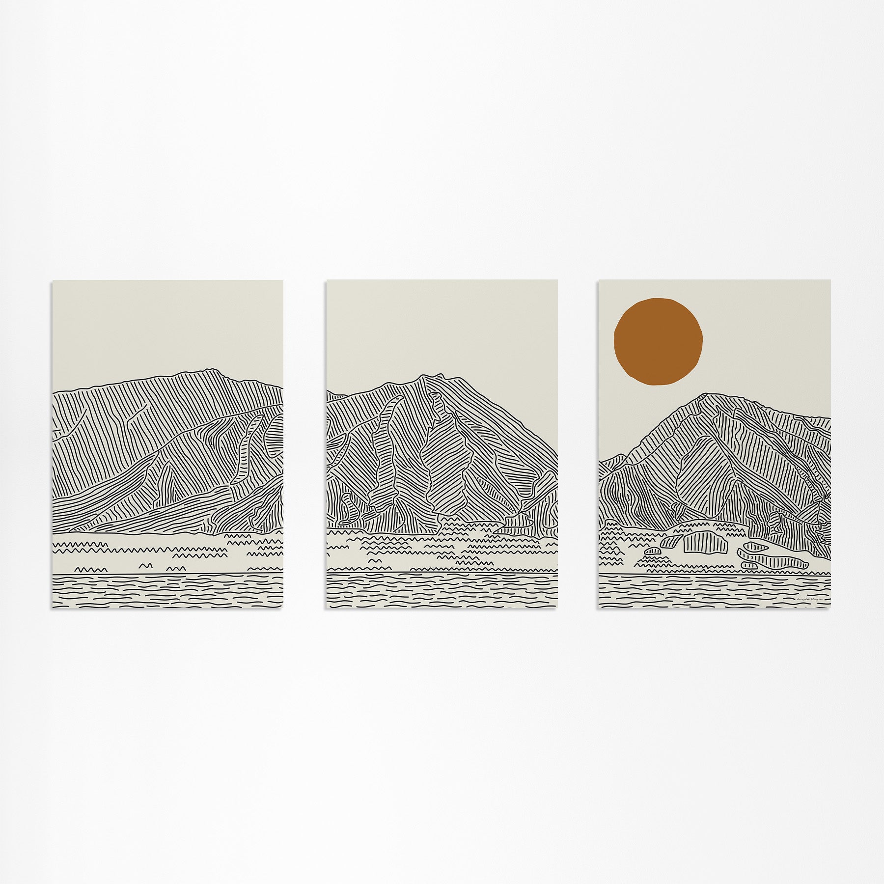 Memories of Maui, Hawaii – Triptych Line Art Poster