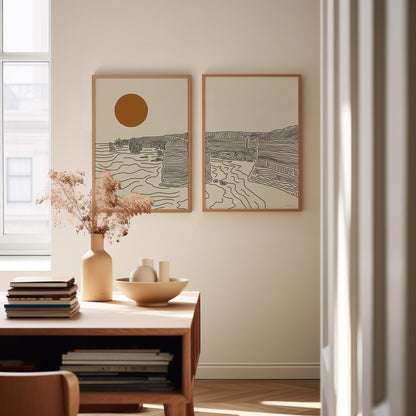 Tweeluik Lijntekening Poster: 12 Apostelen Australië