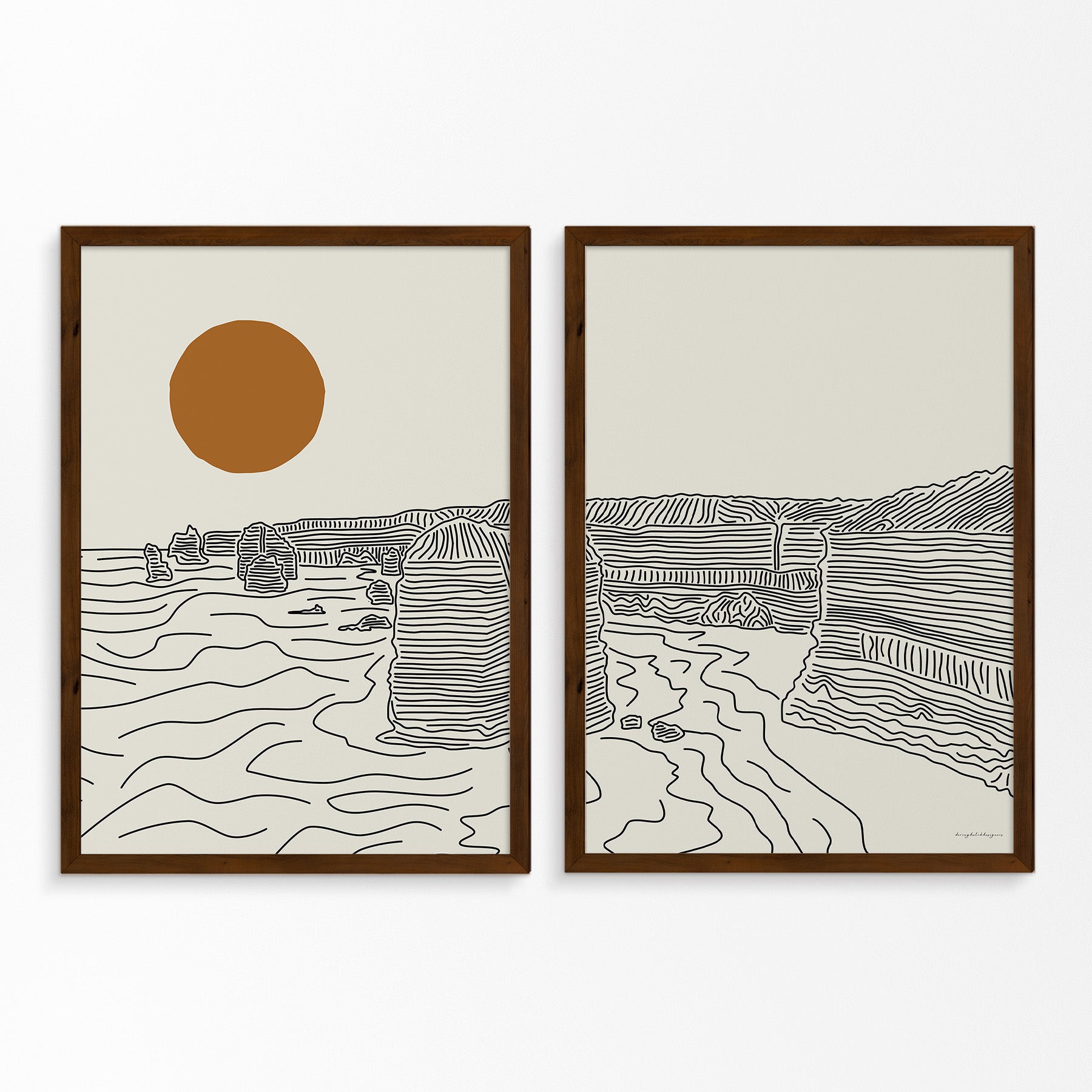 Diptych Line Art Poster: Twelve Apostles, Australia