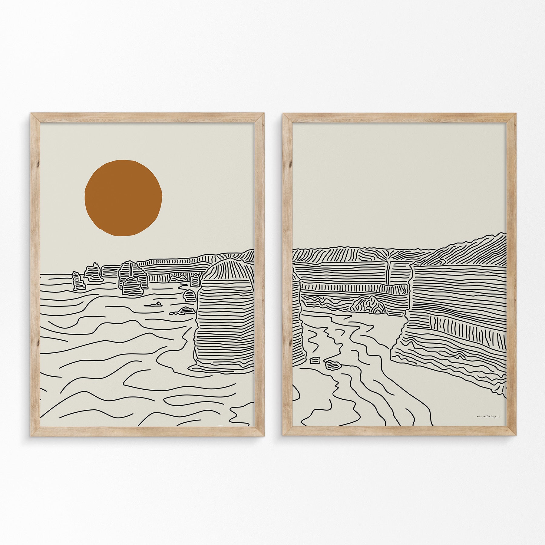 Diptych Line Art Poster: Twelve Apostles, Australia