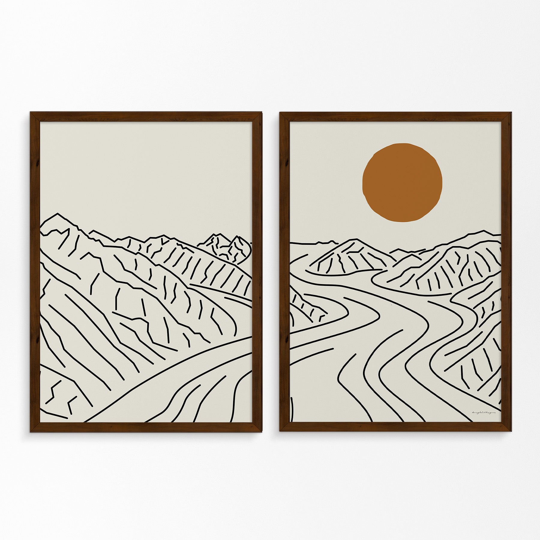 The Essence of the Wilderness: Mount Logan Glacier Canada Diptych Line Art Poster