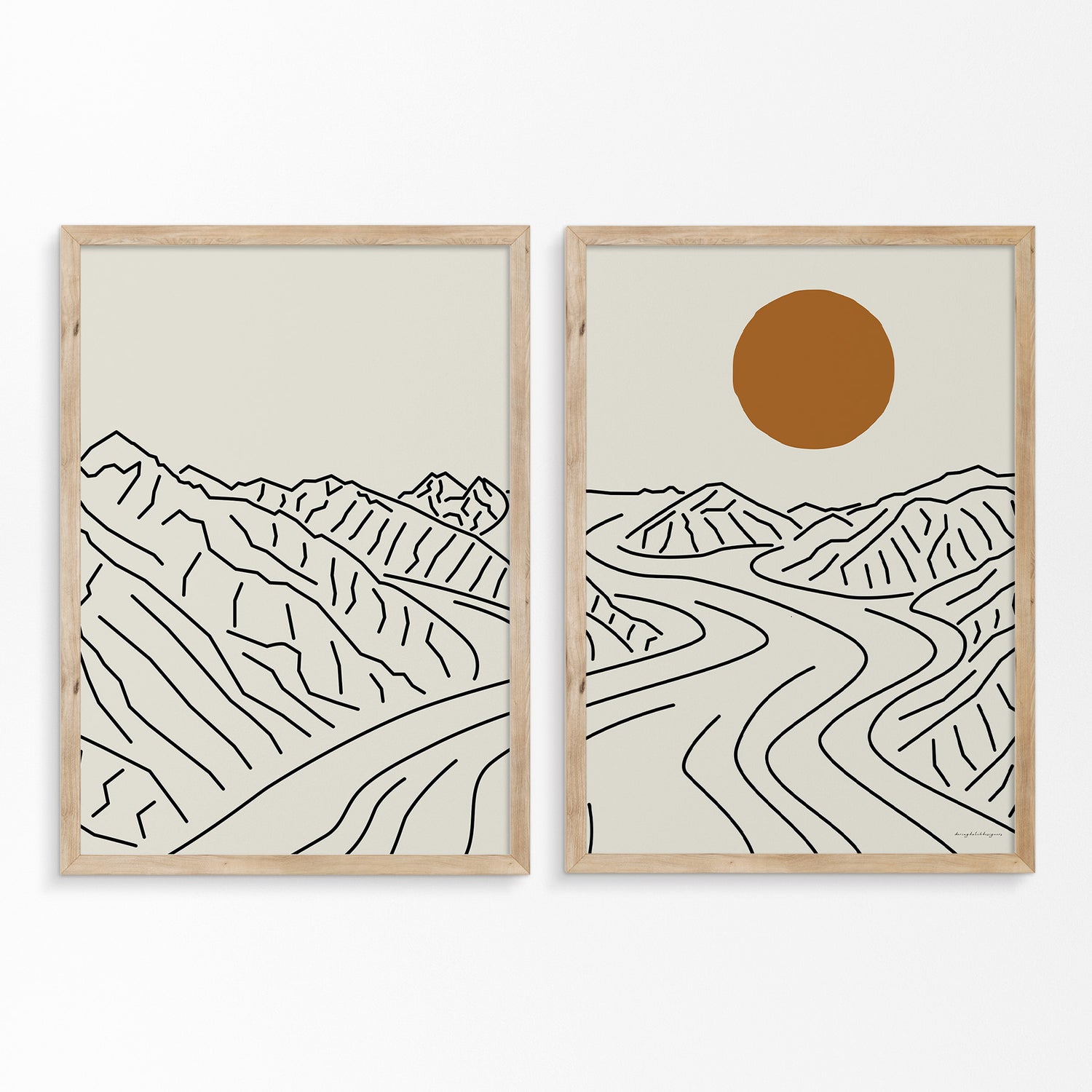 The Essence of the Wilderness: Mount Logan Glacier Canada Diptych Line Art Poster