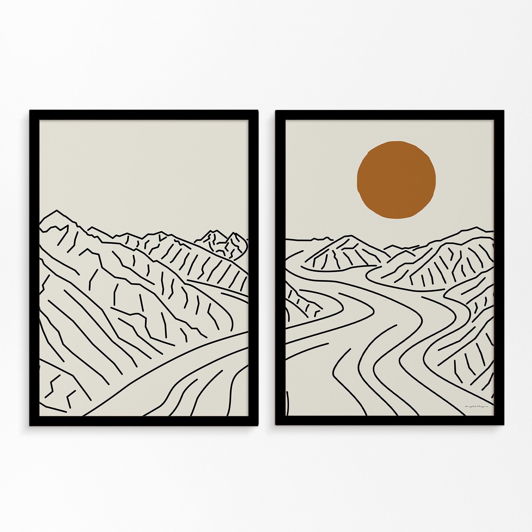 The Essence of the Wilderness: Mount Logan Glacier Canada Diptych Line Art Poster