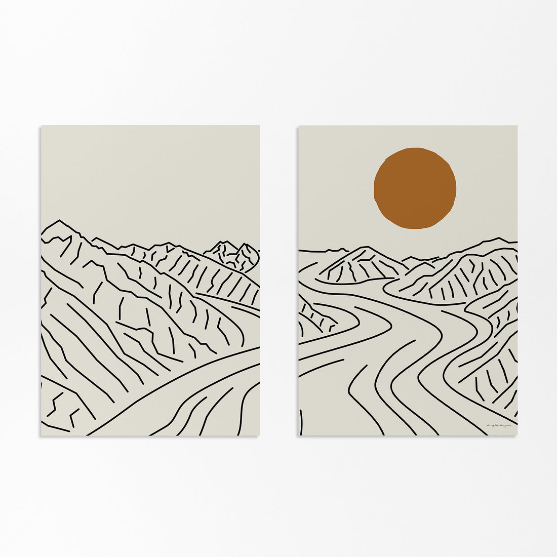 The Essence of the Wilderness: Mount Logan Glacier Canada Diptych Line Art Poster