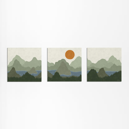 Square Triptych Poster: Crystal Waters and Rugged Mountains