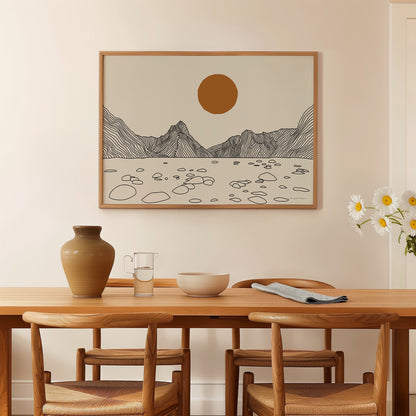 Poster Milford Sound Lijntekening Horizontaal: Magie in je Interieur