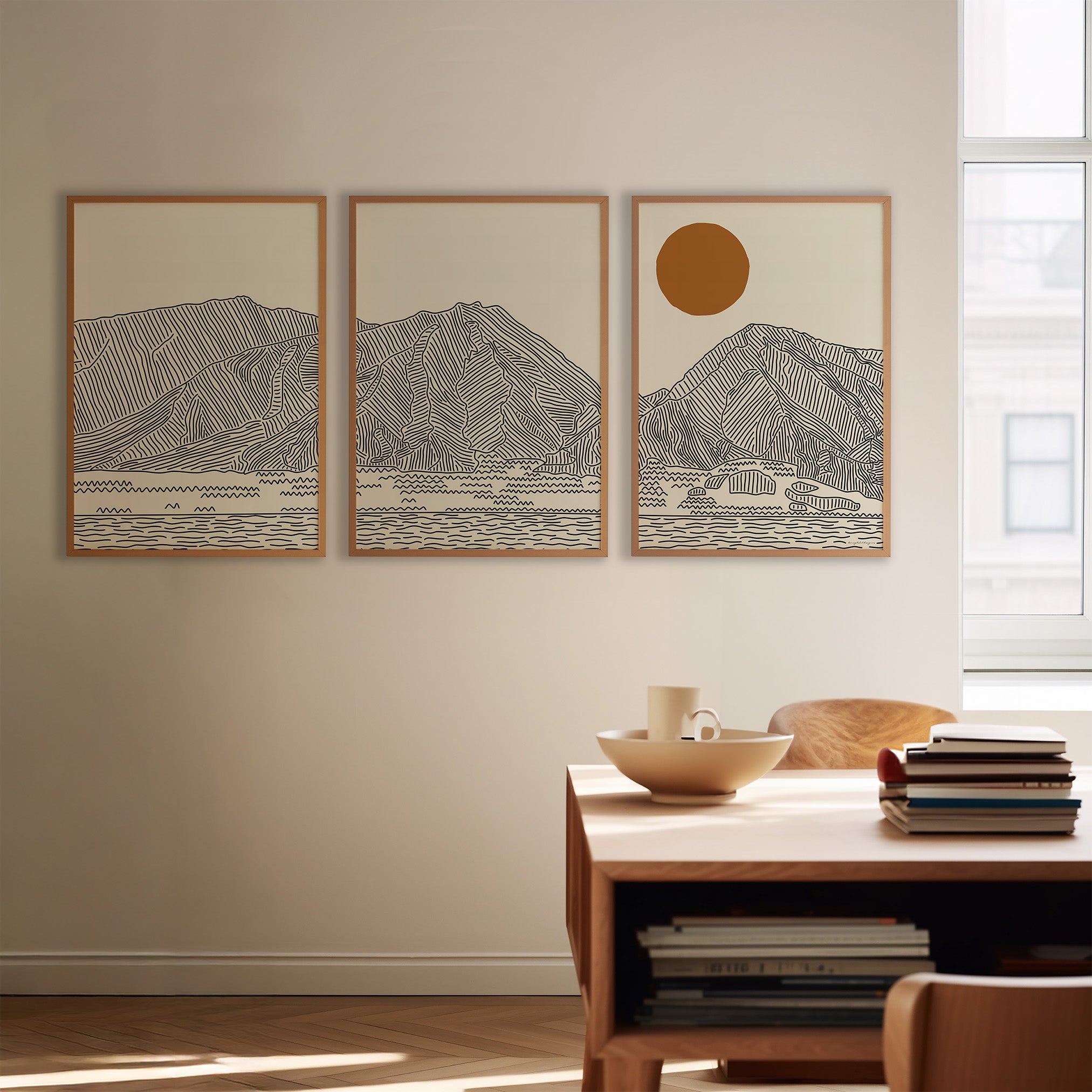 Memories of Maui, Hawaii – Triptych Line Art Poster