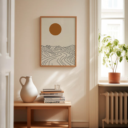 Natuur Poster: Lijntekening Mount Logan Gletsjer Canada