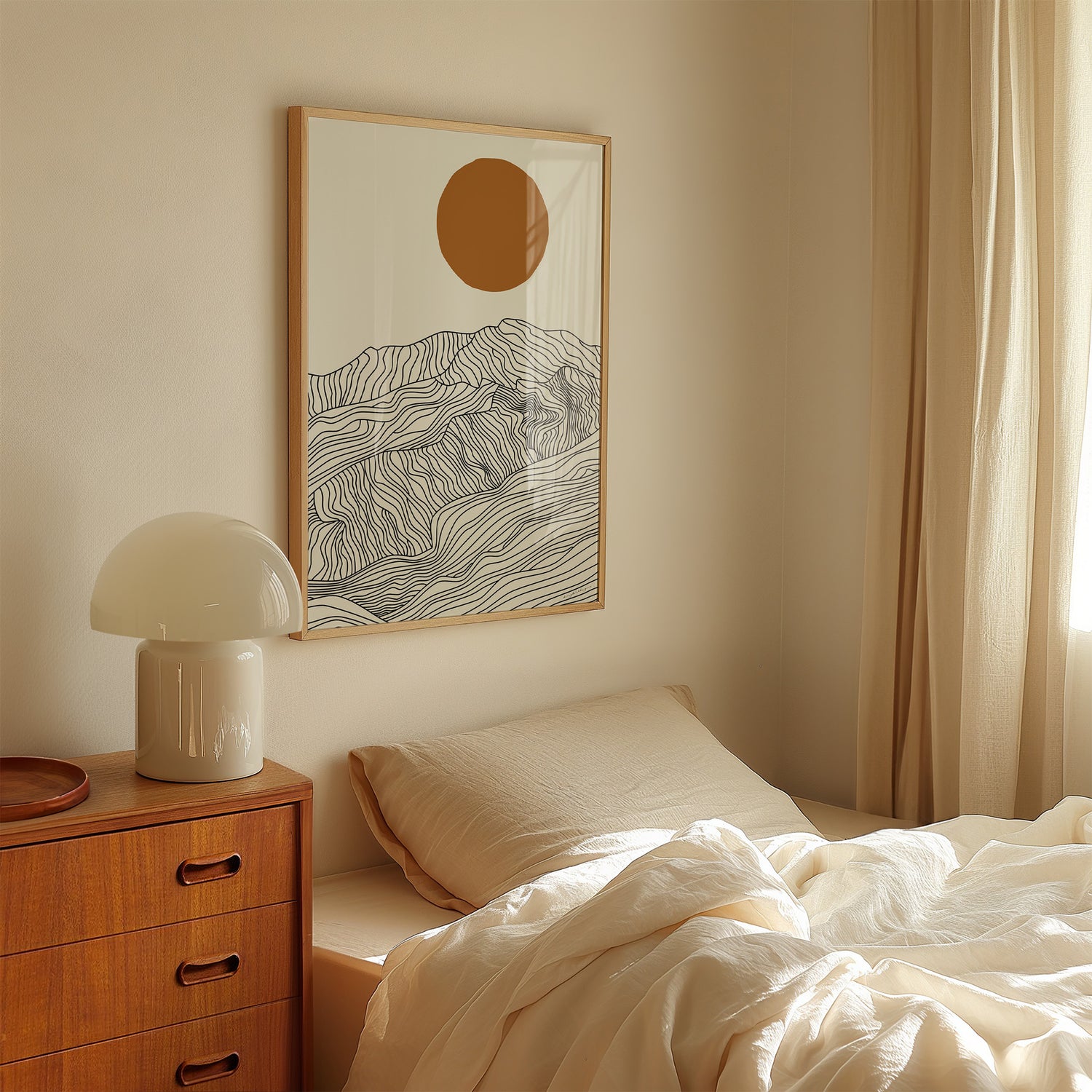 Droom Weg bij de Japanse Alpen: Lijntekening Poster