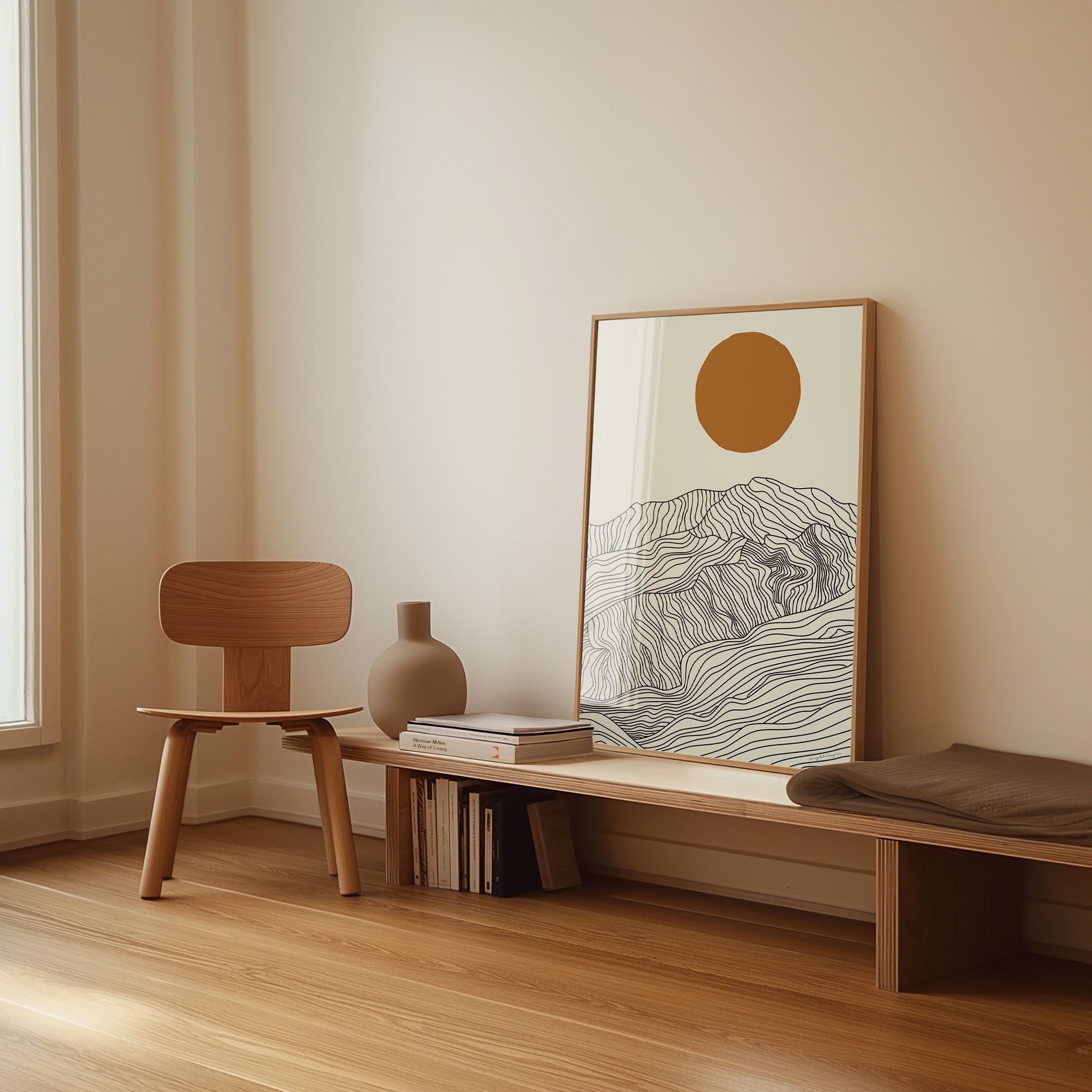 Droom Weg bij de Japanse Alpen: Lijntekening Poster