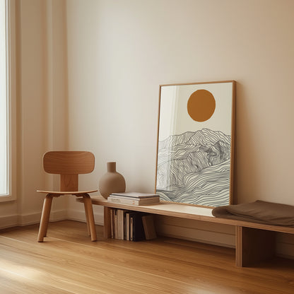 Droom Weg bij de Japanse Alpen: Lijntekening Poster