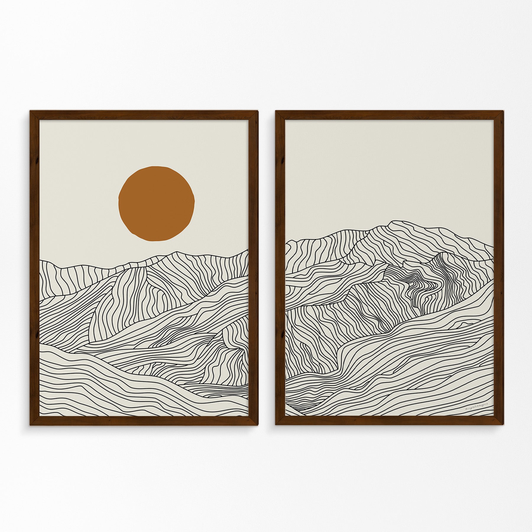 Line Art Japanese Alps: Diptych Poster