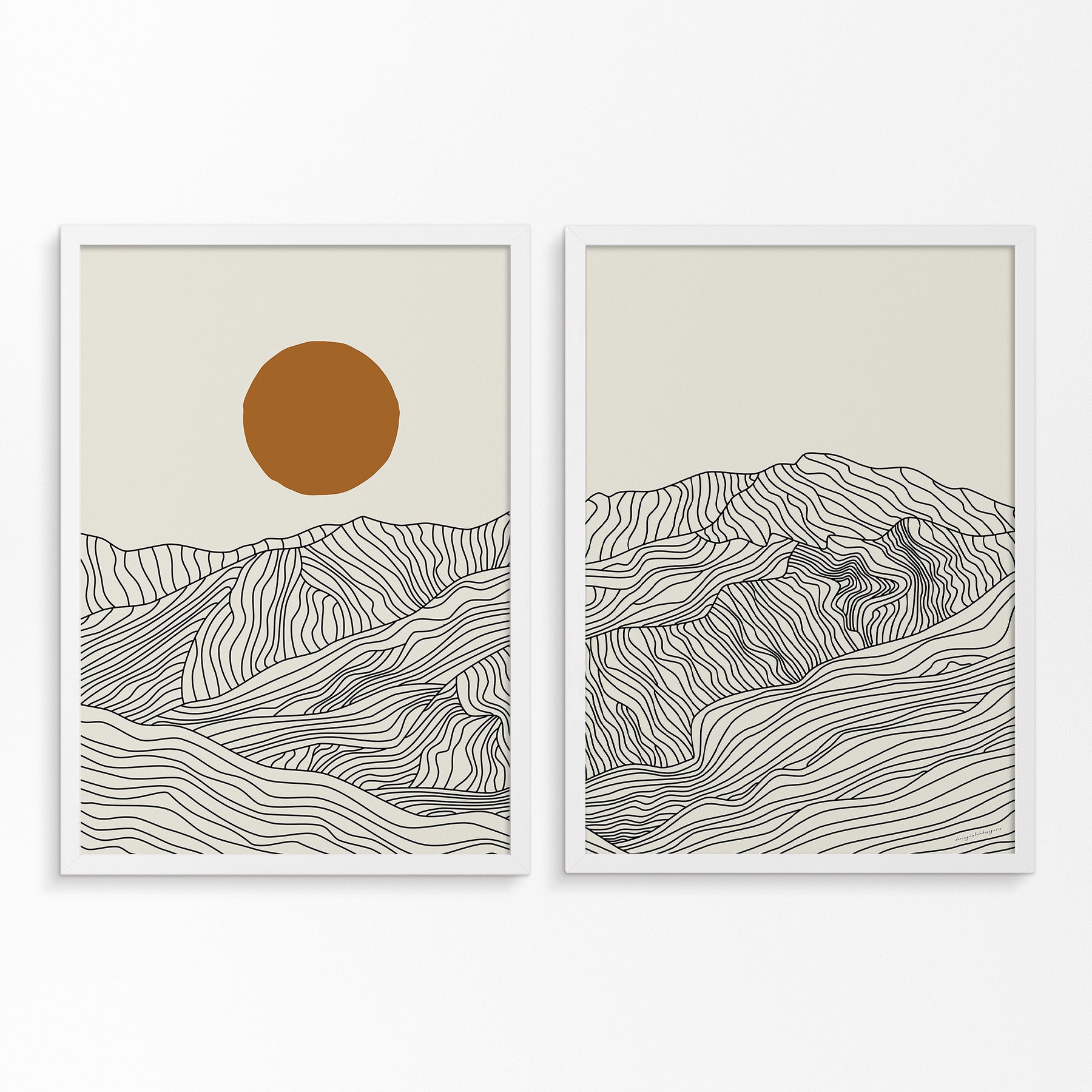 Line Art Japanese Alps: Diptych Poster