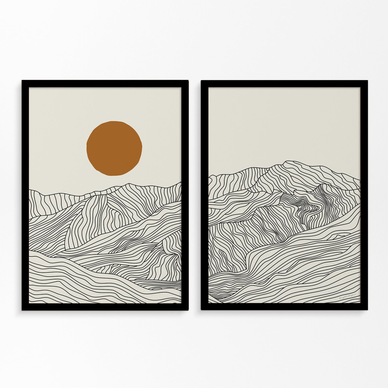 Line Art Japanese Alps: Diptych Poster