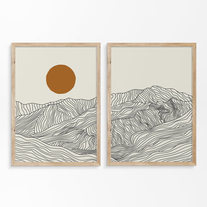 Line Art Japanese Alps: Diptych Poster