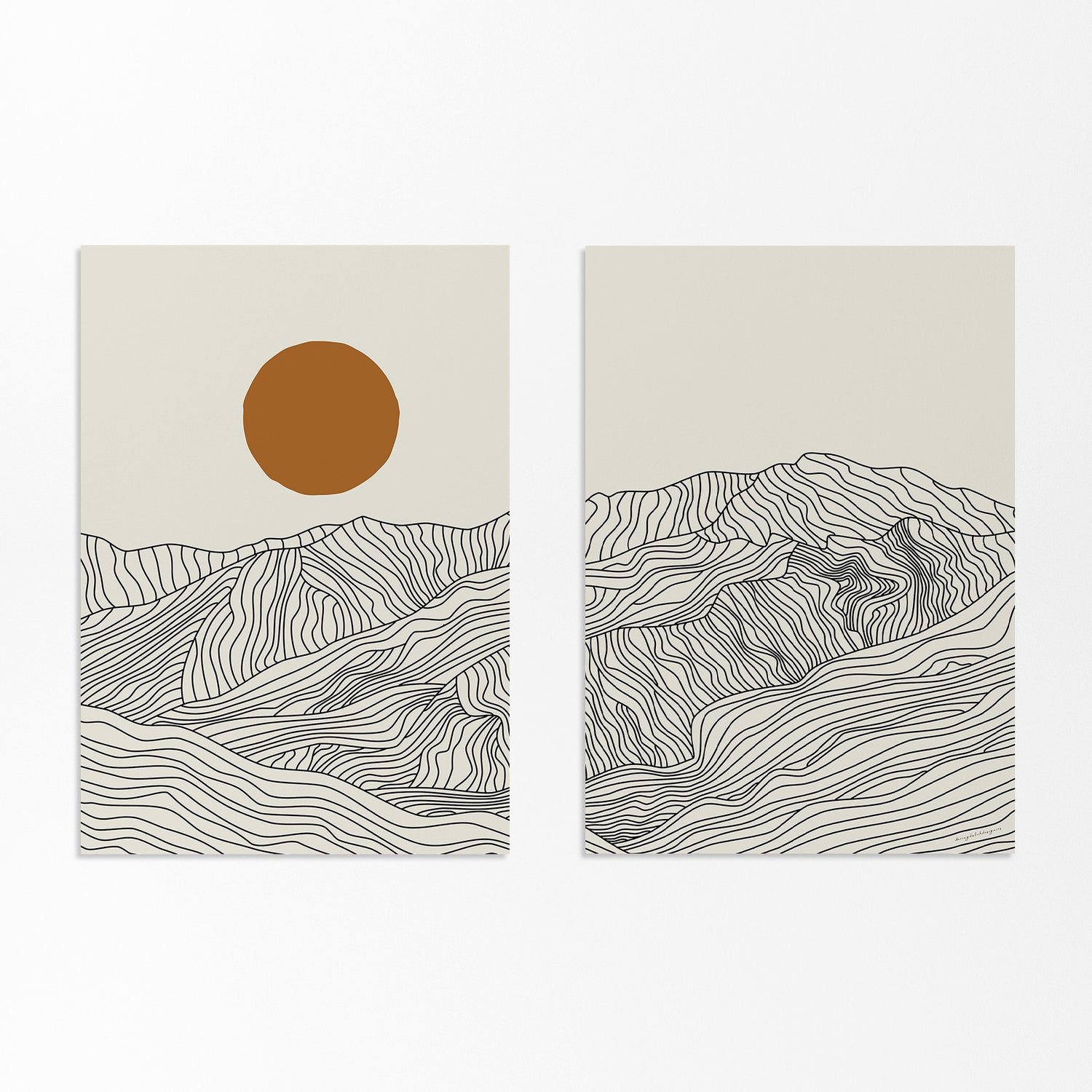 Line Art Japanese Alps: Diptych Poster