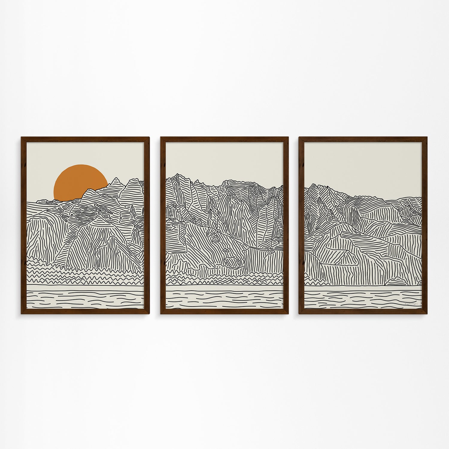 The Island Magic of Hawaii: Kauai Triptych Line Art Poster