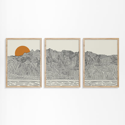 The Island Magic of Hawaii: Kauai Triptych Line Art Poster