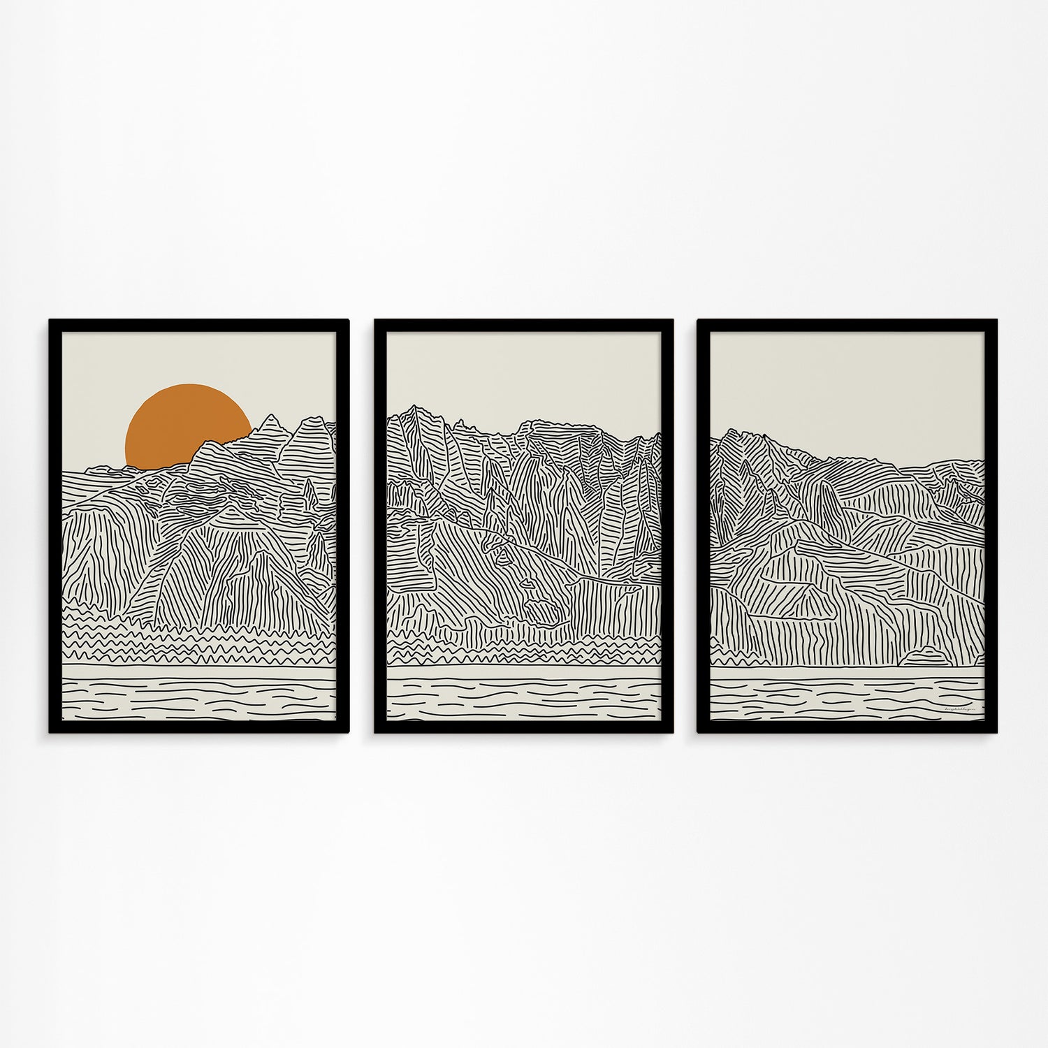 The Island Magic of Hawaii: Kauai Triptych Line Art Poster