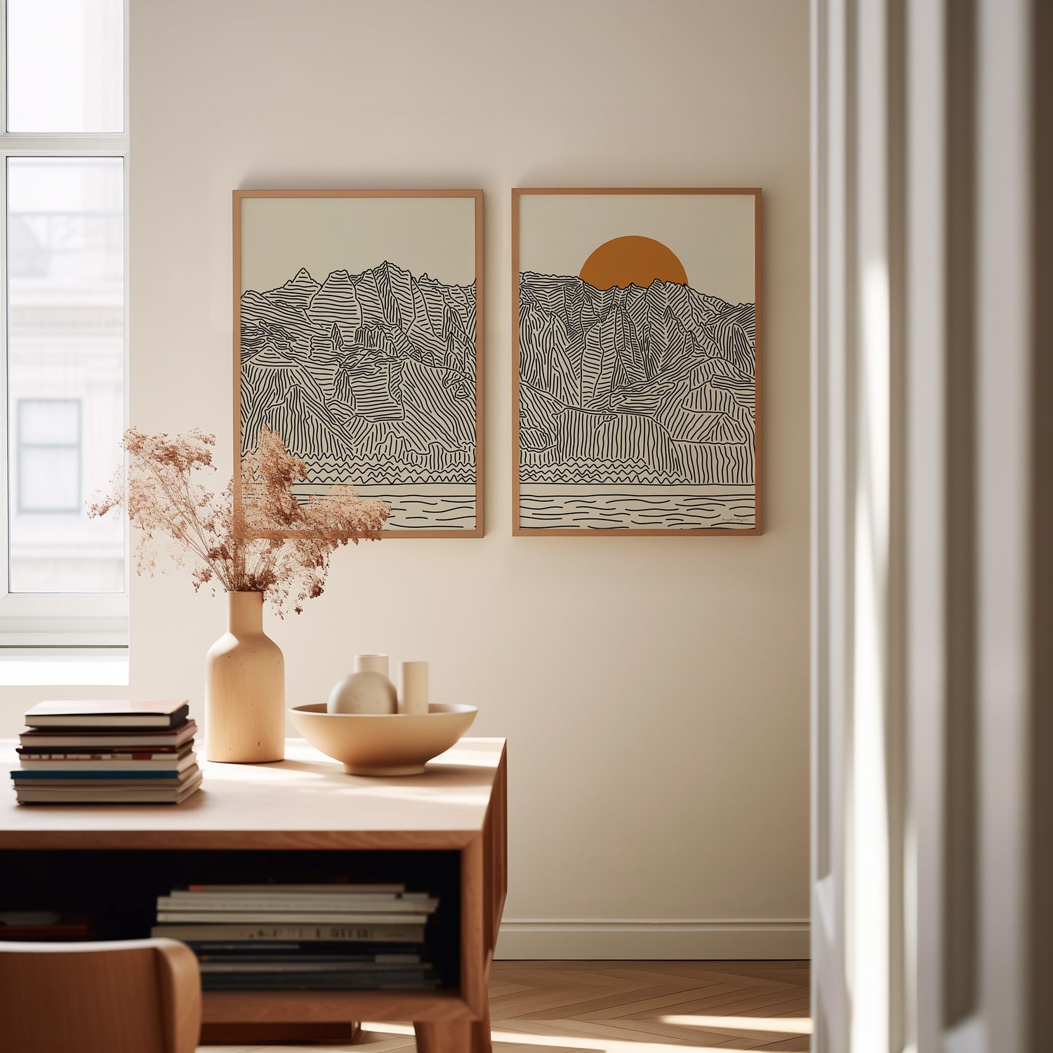 Kauai Hawaii Tweeluik Lijntekening Poster