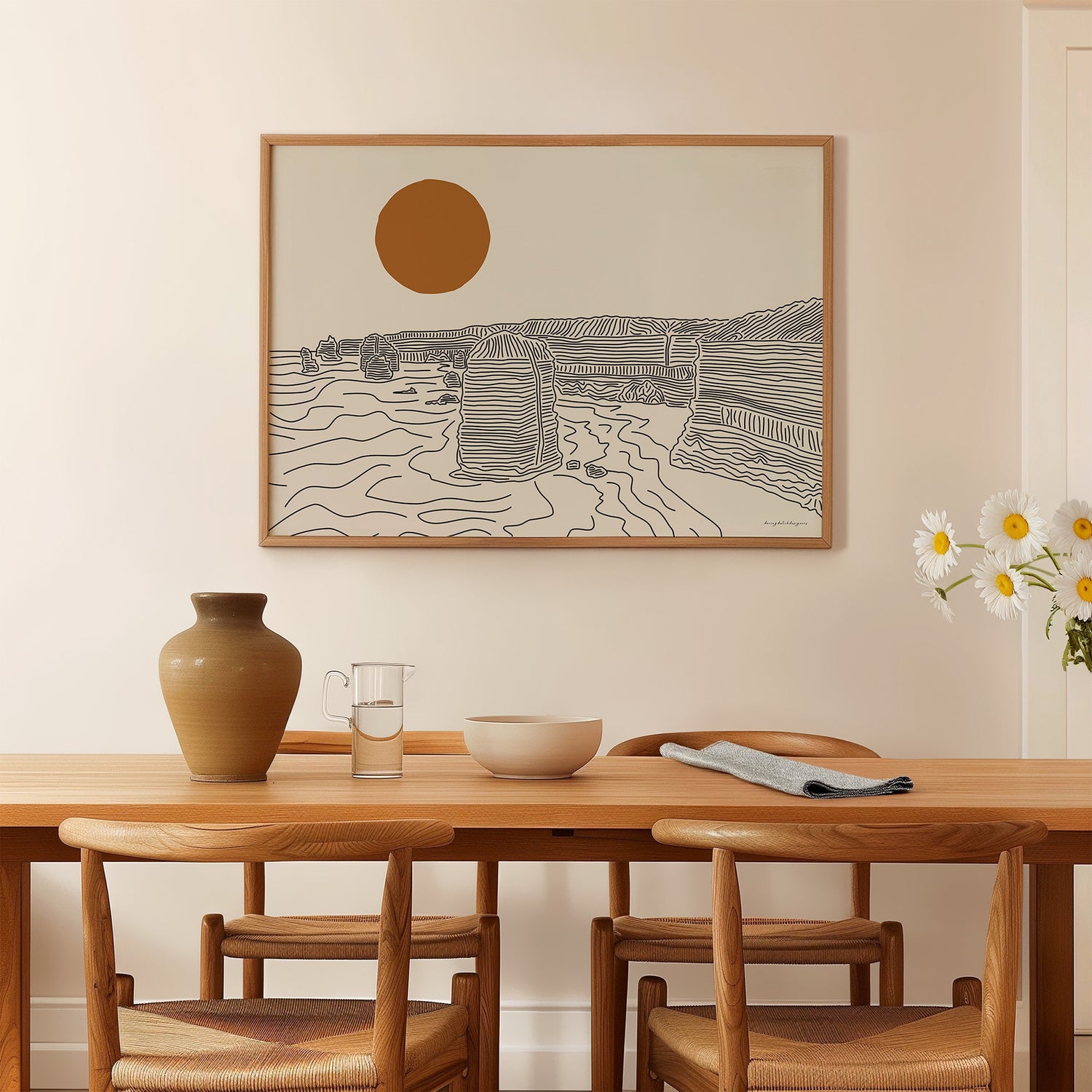 Minimalistische Poster Horizontaal: Lijntekening Great Ocean Road Australië