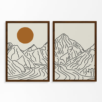 Summit Dreams: K2 Line Art Diptych