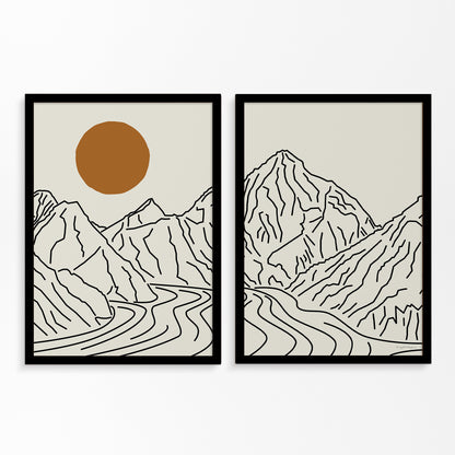 Summit Dreams: K2 Line Art Diptych