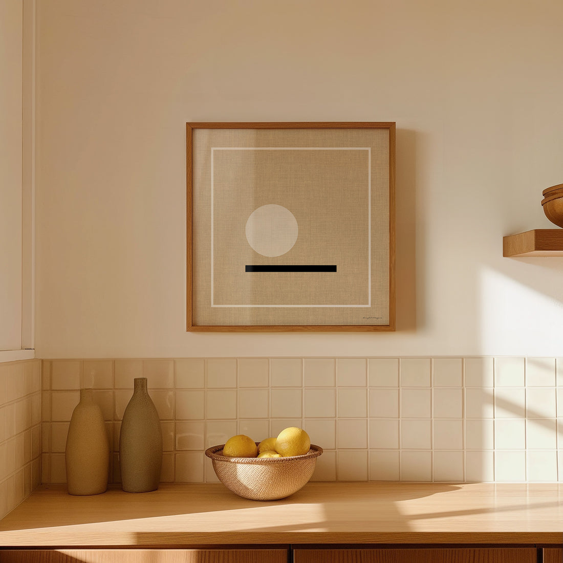 Moderne Abstracte Linnen Look Poster Cirkel