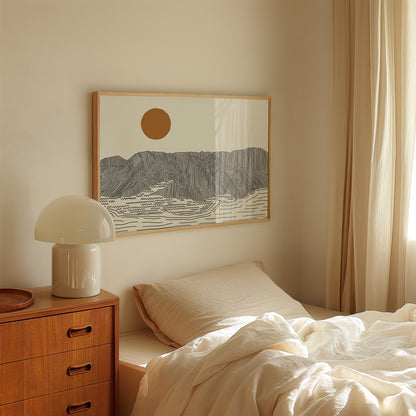 Poster Horizontaal - Lijntekening Oahu, Hawaii