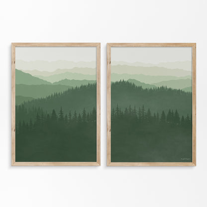 Misty Mountains Diptych Poster – Smoky Mountains