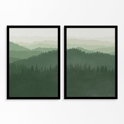 Misty Mountains Diptych Poster – Smoky Mountains