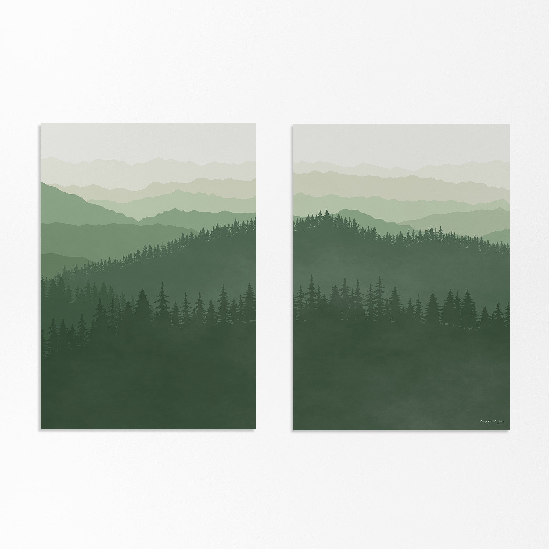 Misty Mountains Diptych Poster – Smoky Mountains