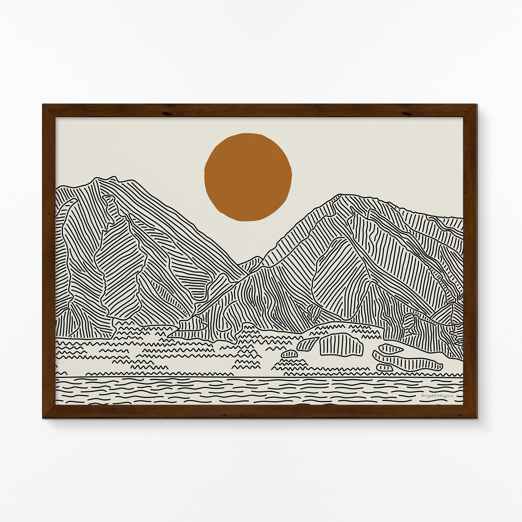 Terug naar Avontuur: Poster Horizontaal Lijntekening Maui Hawaii