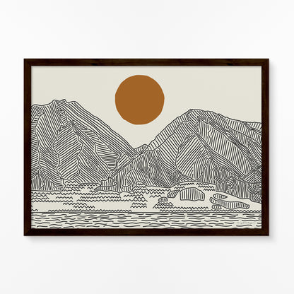 Terug naar Avontuur: Poster Horizontaal Lijntekening Maui Hawaii