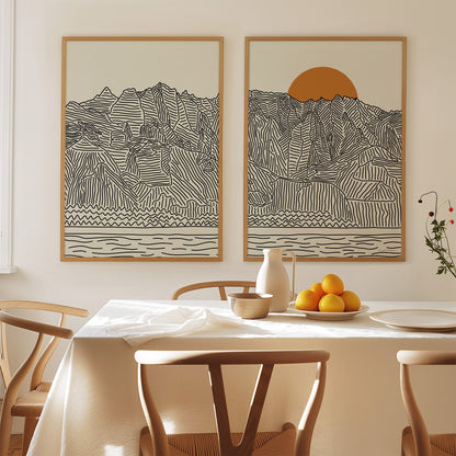 Kauai Hawaii Tweeluik Lijntekening Poster